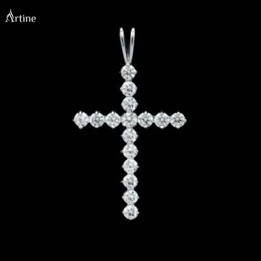 Classic Iced Cross Pendant – Moissanite Diamond-Look Charm