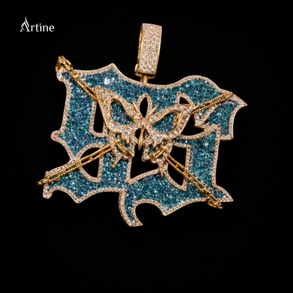 Iced Butterfly Web Moissanite Pendant – Luxury Hip Hop Statement Piece