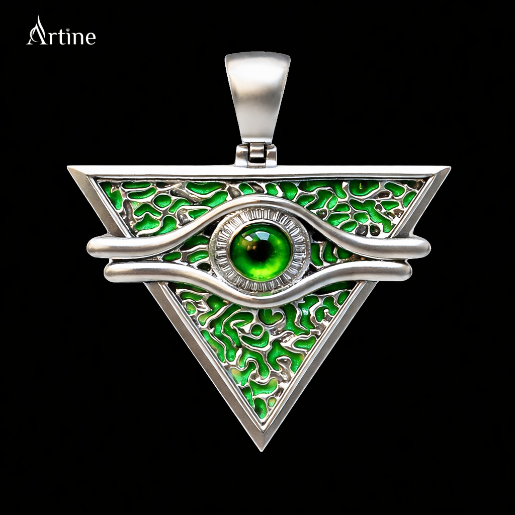 Emerald Eye Triangle Pendant