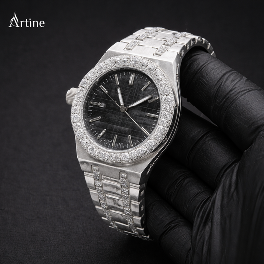 Arctic Crown Elite – Iced Diamond Bezel Silver Luxury Watch