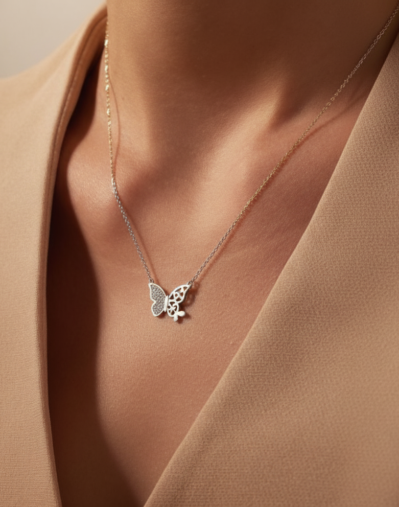 Twin Butterfly Diamond Pendant