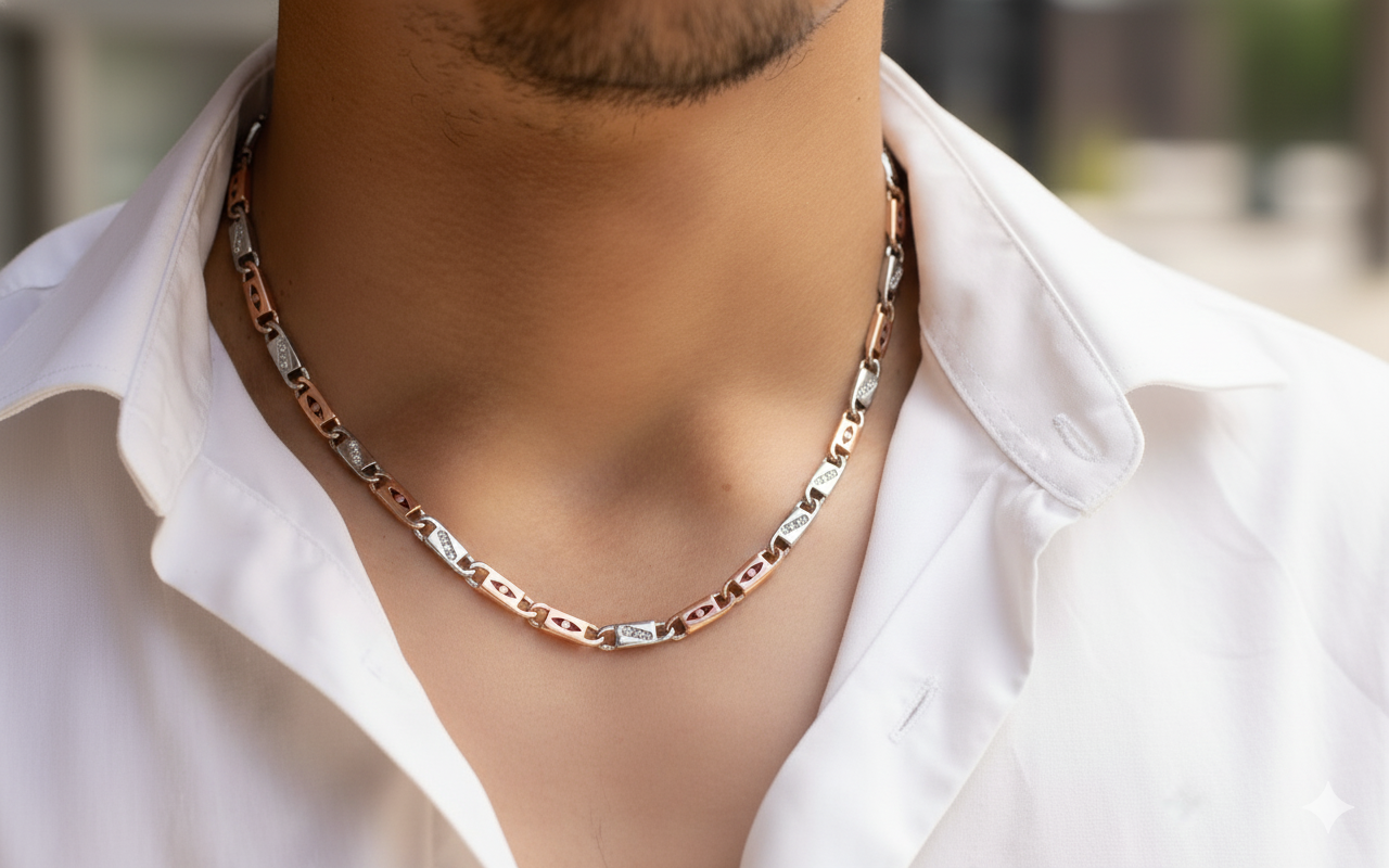 Rhodium Duo Tone Silver Chain