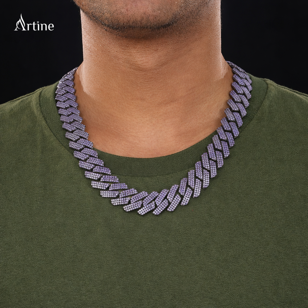 Lavender Iced Cuban Link Statement Chain