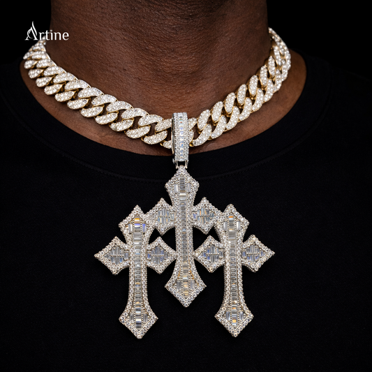 Triple Iced Cross Pendant – Full Bling Luxury Statement Charm
