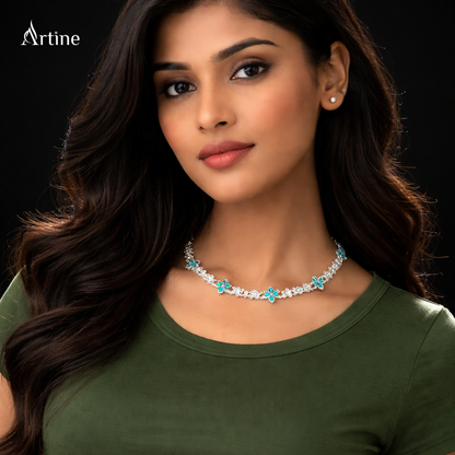 Azure Clover Diamond Tennis Chain Necklace