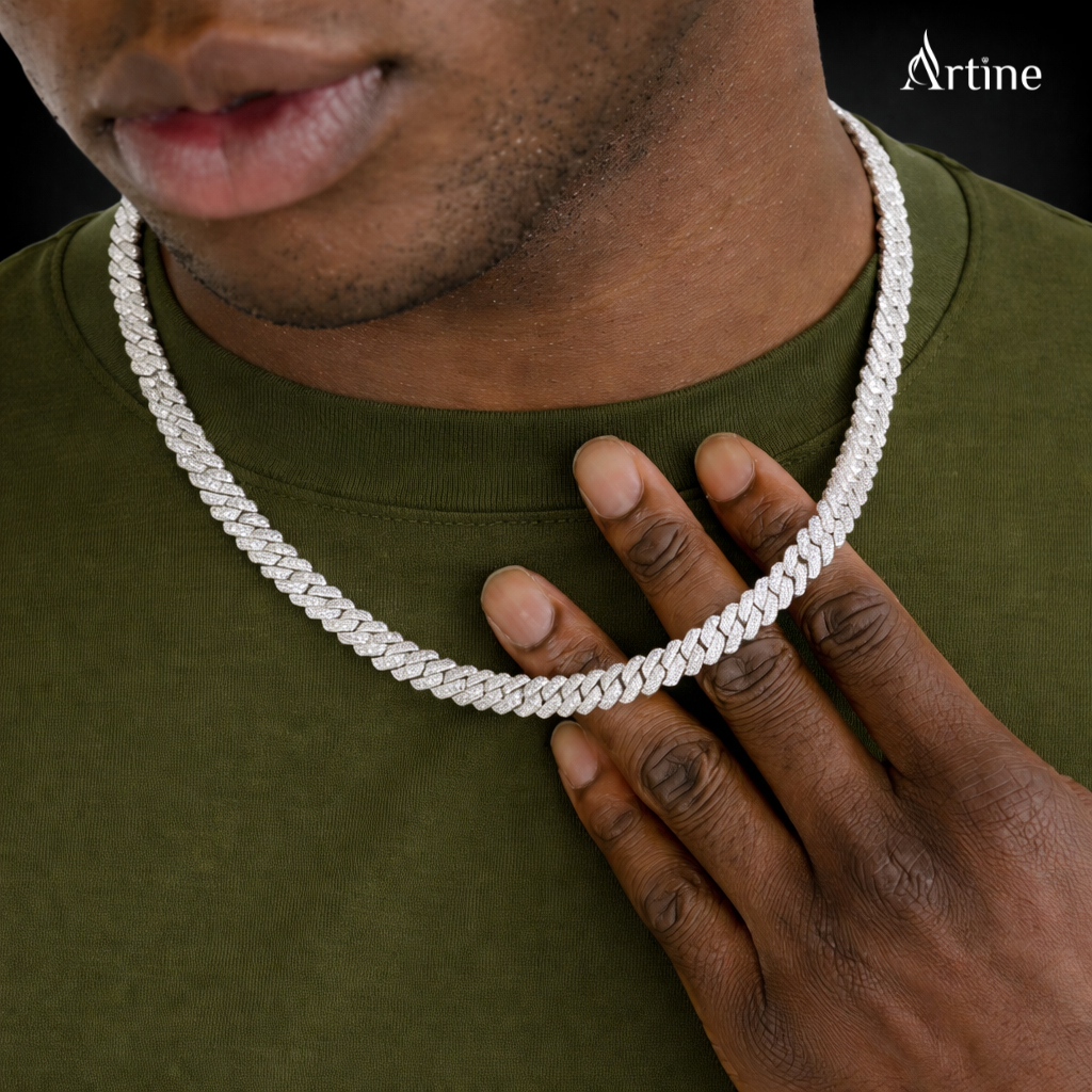 Iced Silver Cuban Link Statement Chain