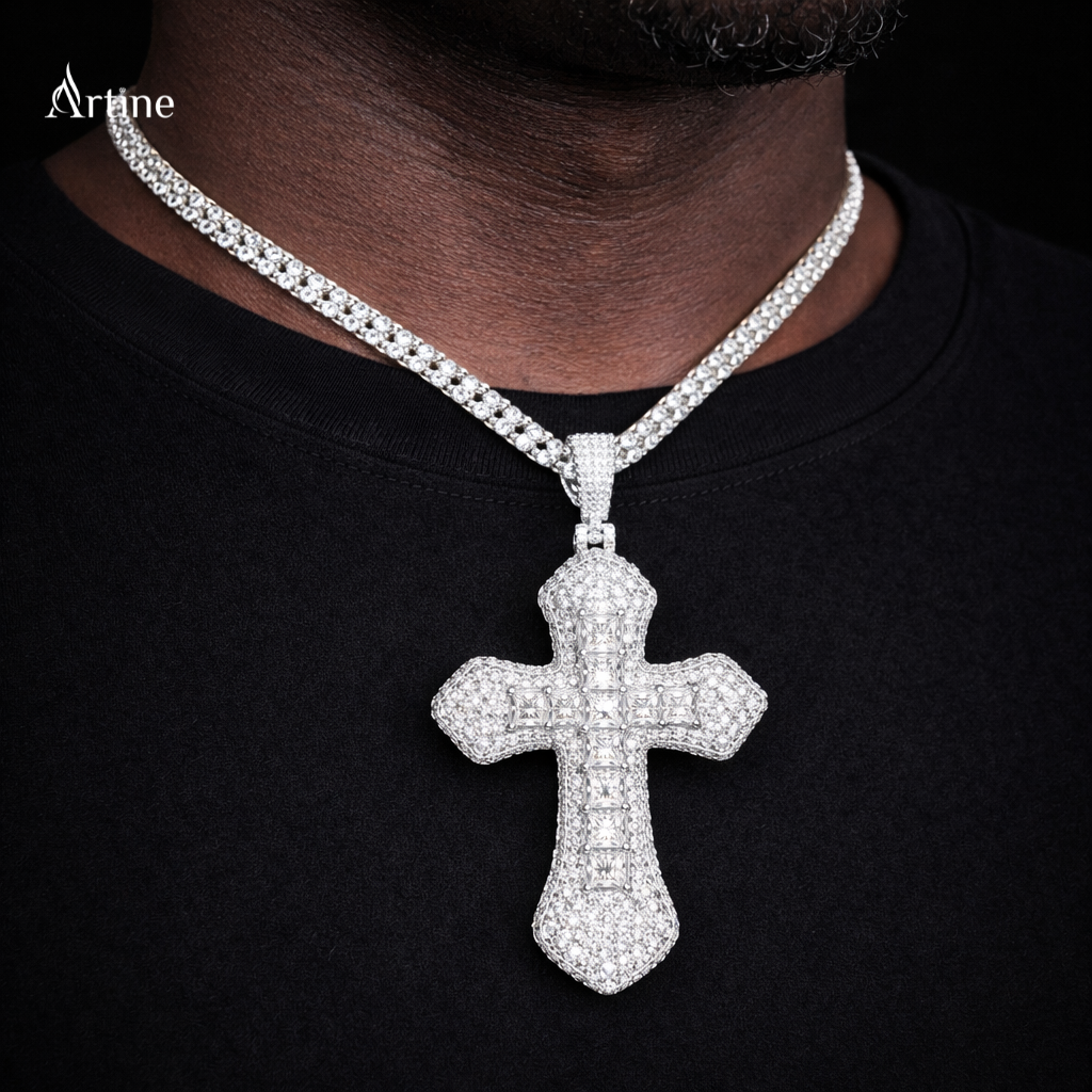 Celestial Iced Cross Pendant
