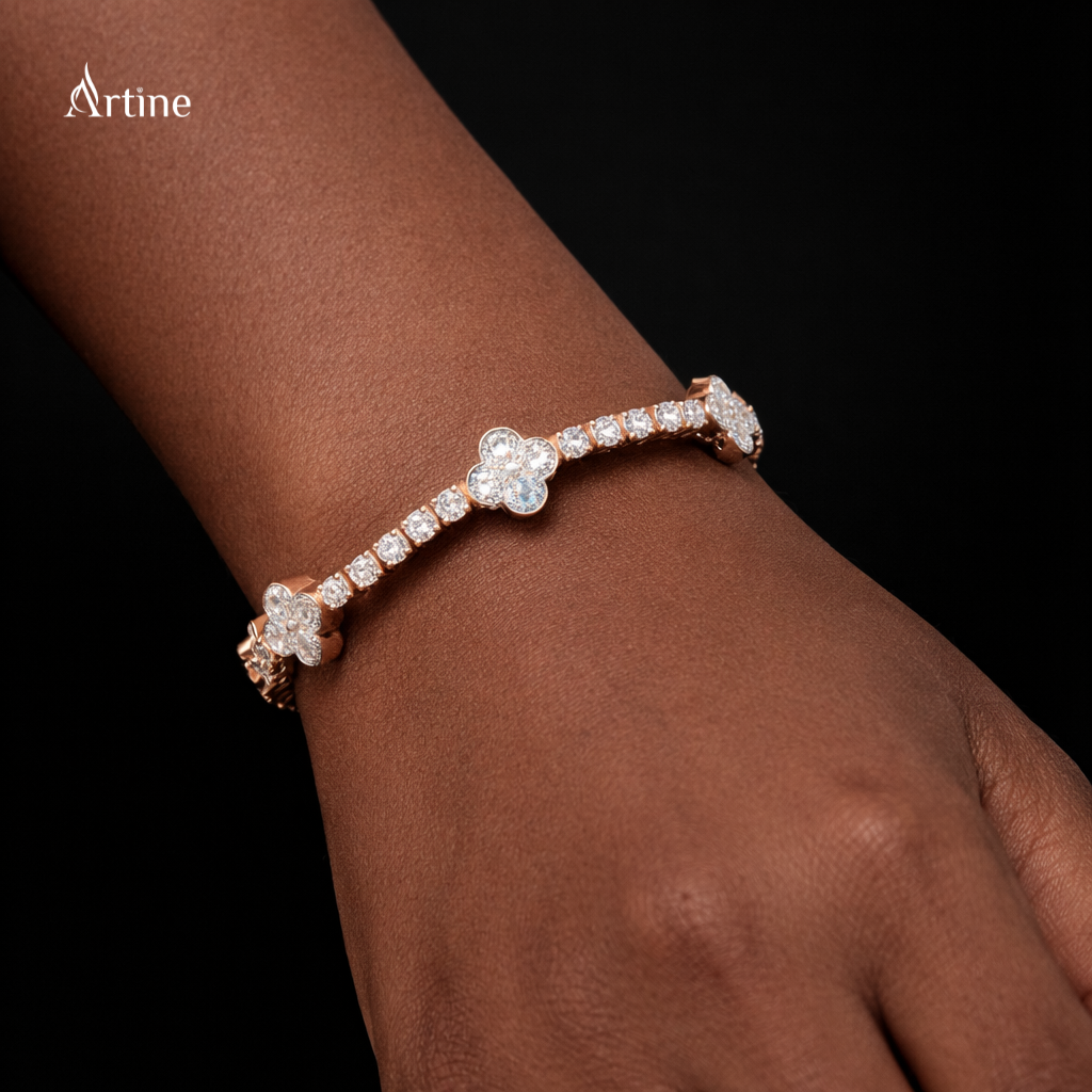 Rose Gold Clover Diamond Bracelet