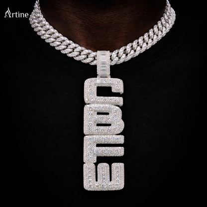 Iced “CBFE” Letter Pendant – Fully VVS Moissanite Hip-Hop Charm