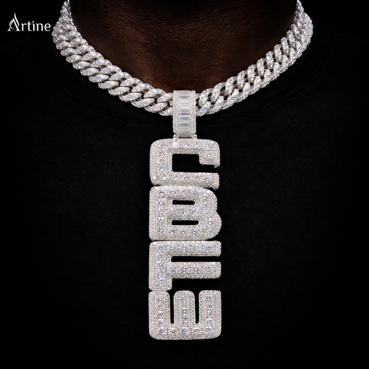 Iced “CBFE” Letter Pendant – Fully VVS Moissanite Hip-Hop Charm
