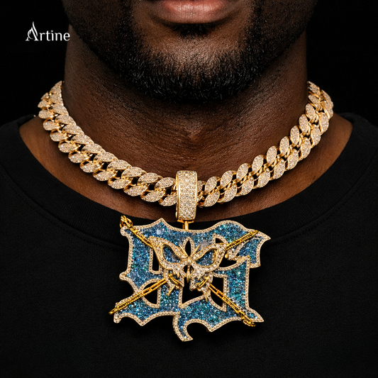 Iced Butterfly Web Moissanite Pendant – Luxury Hip Hop Statement Piece