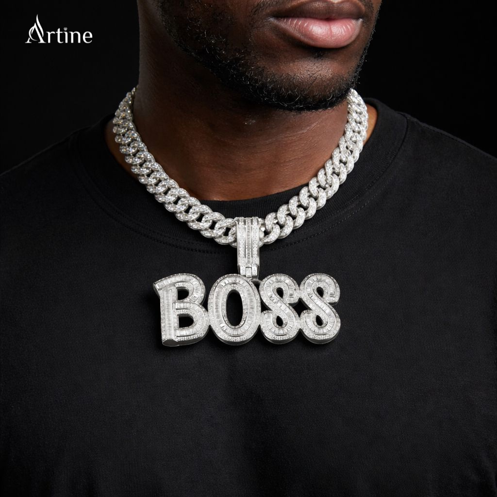 Iced BOSS Letter Pendant