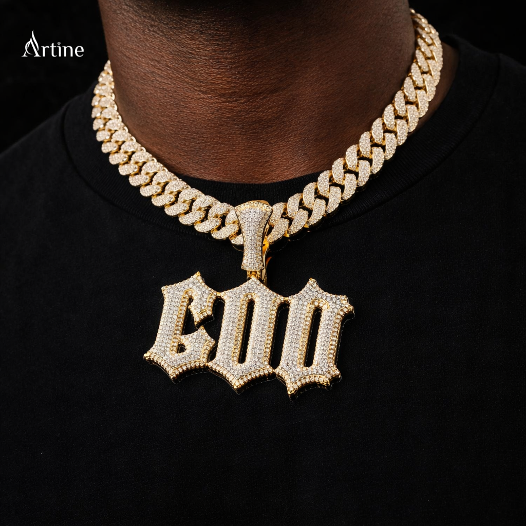 Iced God Nameplate Pendant