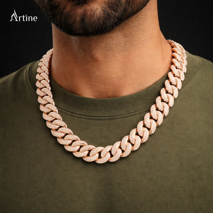 Rose Gold Iced Cuban Link Chain Necklace