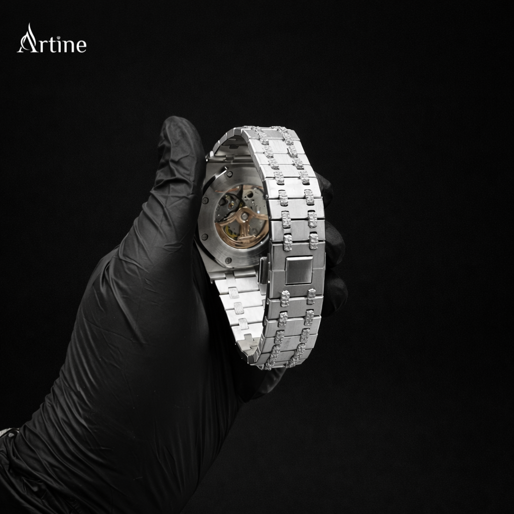 Arctic Crown Elite – Iced Diamond Bezel Silver Luxury Watch