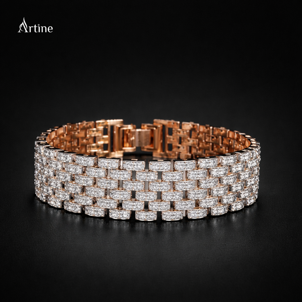 Rose Gold Diamond Weave Bracelet