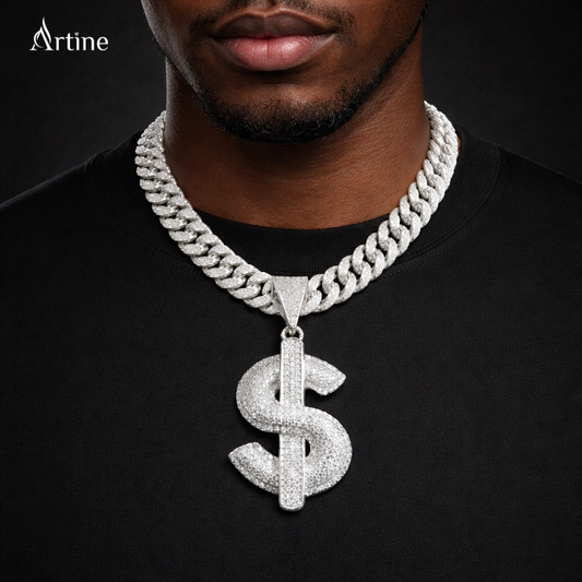 Classic Iced Dollar Sign Pendant