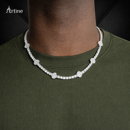 Midnight Clover Diamond Tennis Chain Necklace