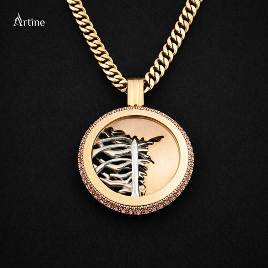 Split circle Rib Cage Pendant – Rose Gold Luxury Statement Charm