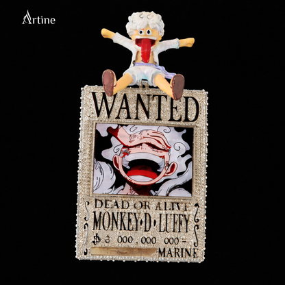 Iced Wanted Poster Pendant – Monkey D. Luffy Anime Statement Charm