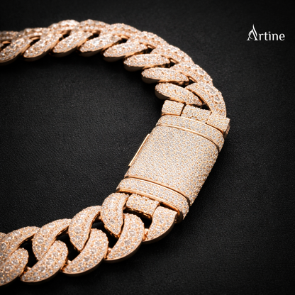 Rose Gold Iced Cuban Link Chain Necklace