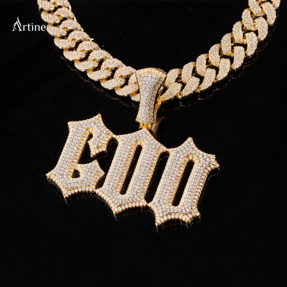Iced God Nameplate Pendant
