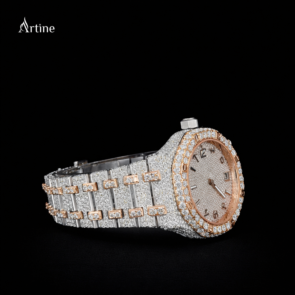 Rose Gold Radiance: Diamond-Studded Elegance in Time