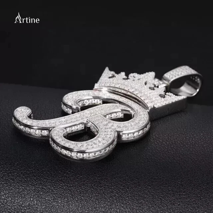 Break A Leg ‘B’ Iced Chain-Wrapped Statement Pendan