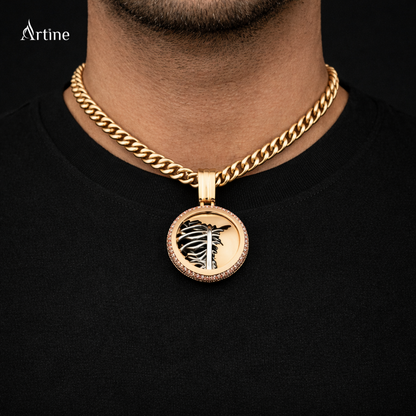 Split circle Rib Cage Pendant – Rose Gold Luxury Statement Charm
