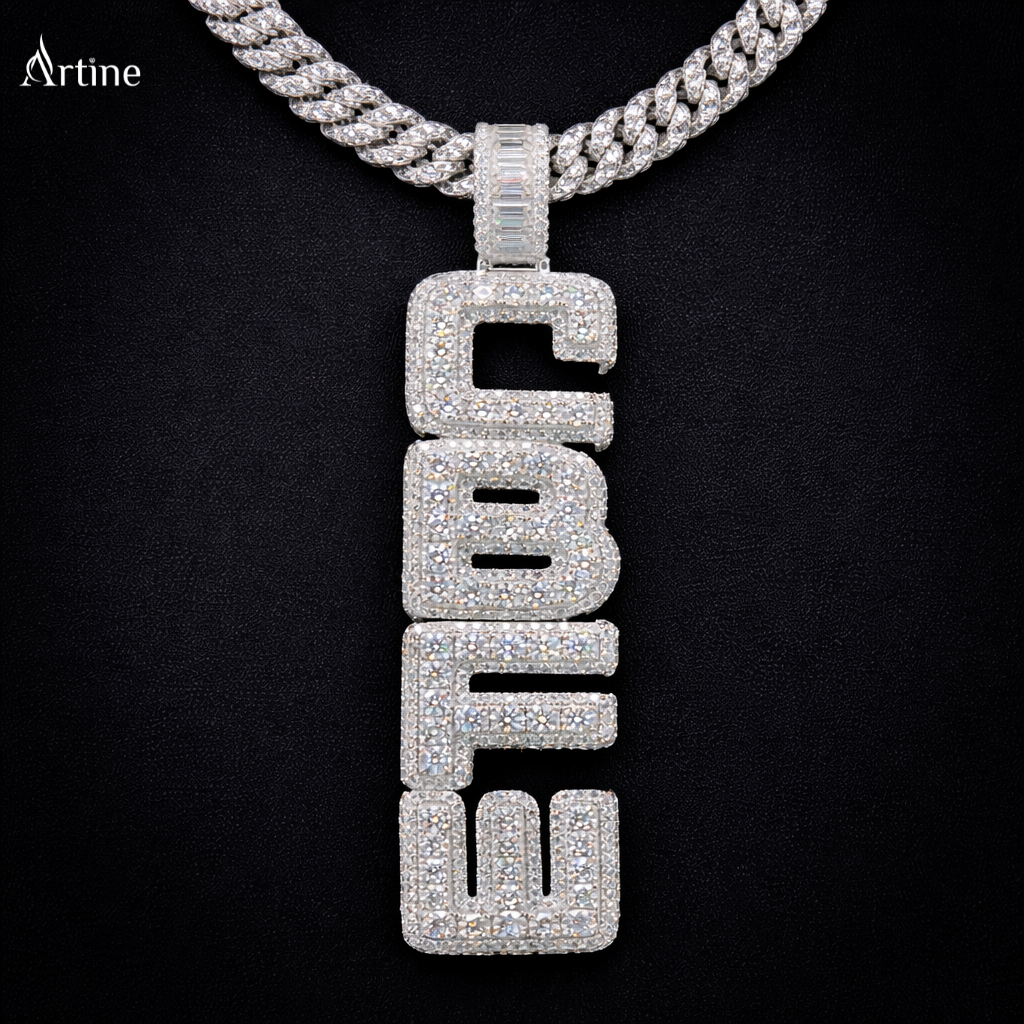 Iced “CBFE” Letter Pendant – Fully VVS Moissanite Hip-Hop Charm