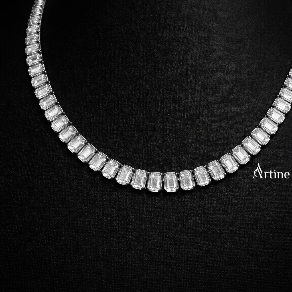 Emerald-Cut Iced Tennis Chain Necklace