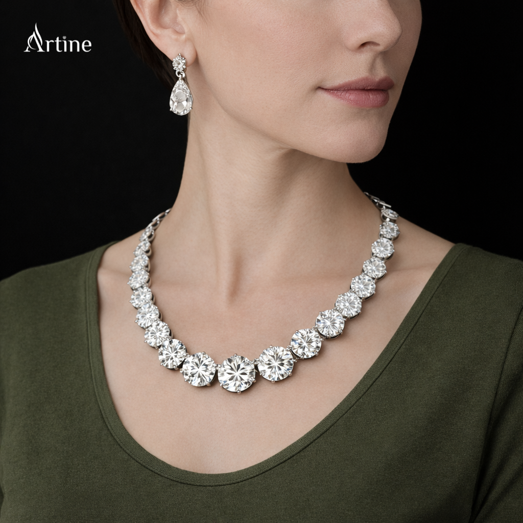 Royal Radiance Diamond Tennis Necklace Set