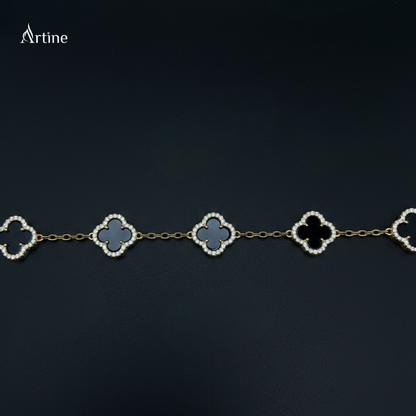 Midnight Clover Elegance Bracelet