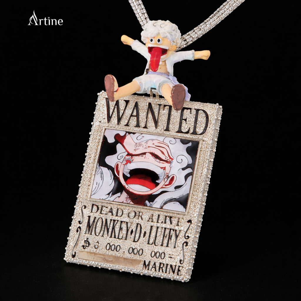 Iced Wanted Poster Pendant – Monkey D. Luffy Anime Statement Charm