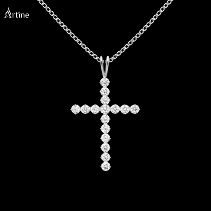 Classic Iced Cross Pendant – Moissanite Diamond-Look Charm