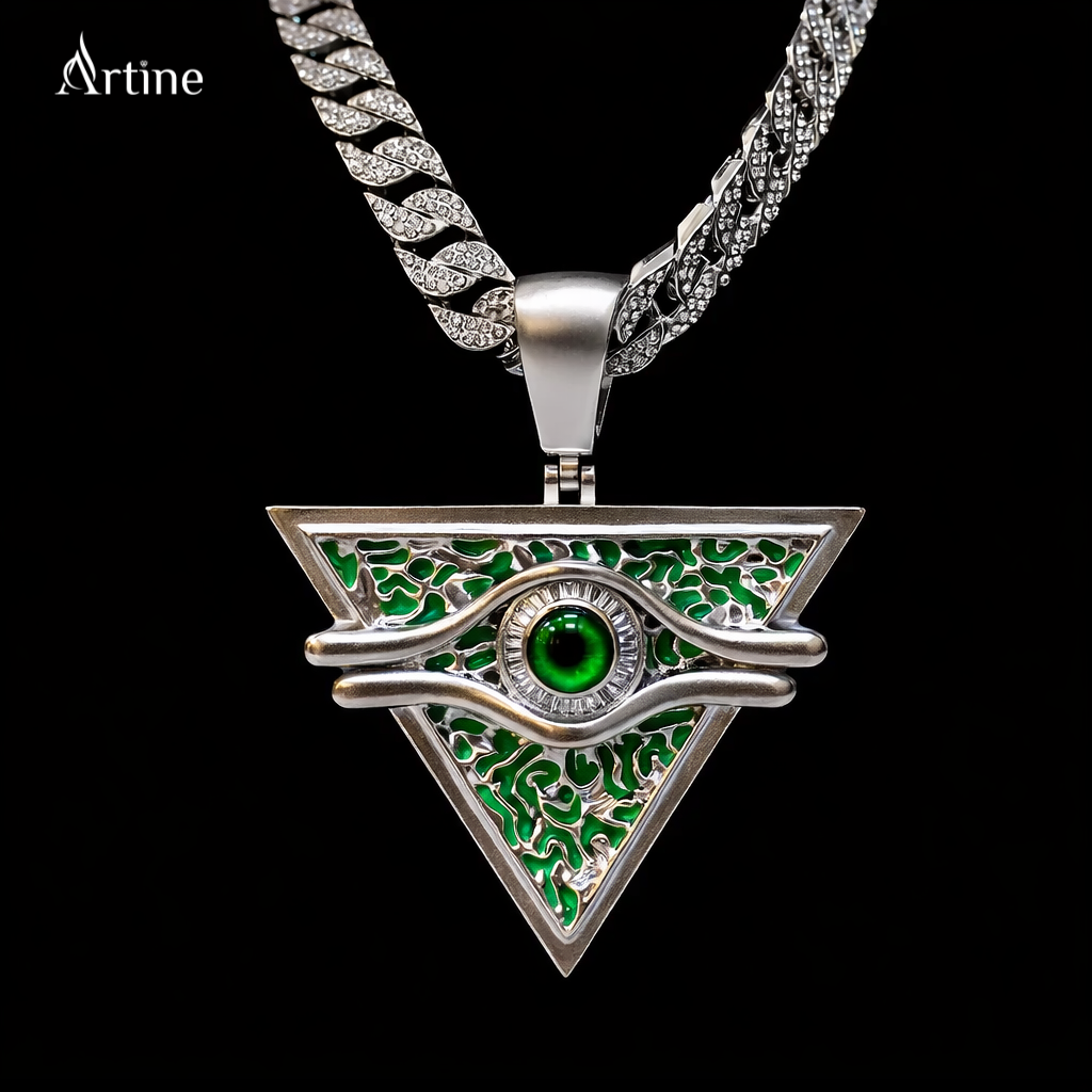 Emerald Eye Triangle Pendant