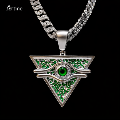 Emerald Eye Triangle Pendant