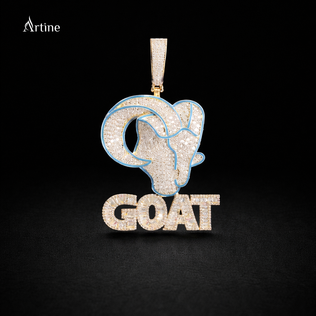 Iced Goat Zodiac Pendant – Diamond-Look Capricorn Statement Charm