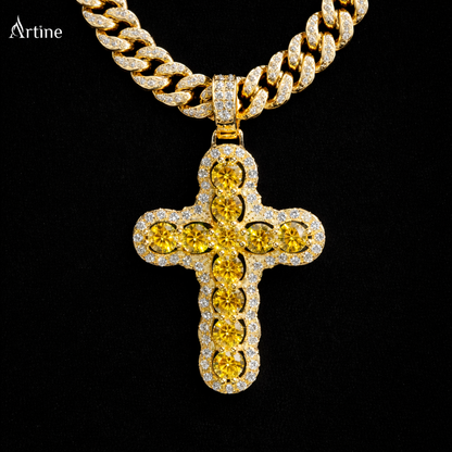 Emerald Cross Pendant – Gold Finish Iced Luxury Charm