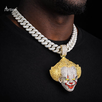 Iced Evil Clown Face Pendant – Luxury Hip Hop Statement Jewelry
