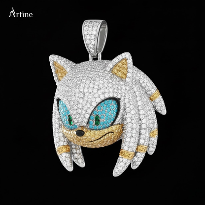 Iced Sonic the Hedgehog Head Pendant – Fully Bling Hip-Hop Luxury Charm