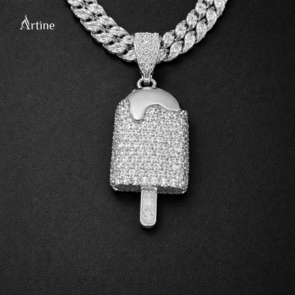 Iced Popsicle Pendant – silver  Finish Statement Charm