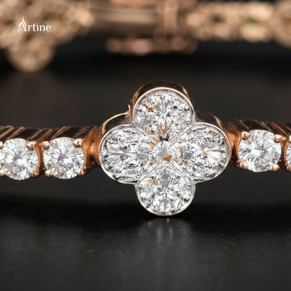 Rose Gold Clover Diamond Bracelet