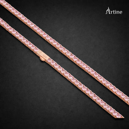 Blush Pink Princess Cut Tennis Chain Necklace