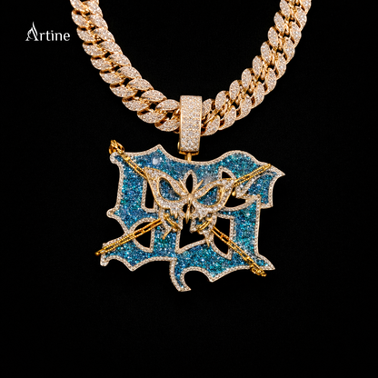 Iced Butterfly Web Moissanite Pendant – Luxury Hip Hop Statement Piece