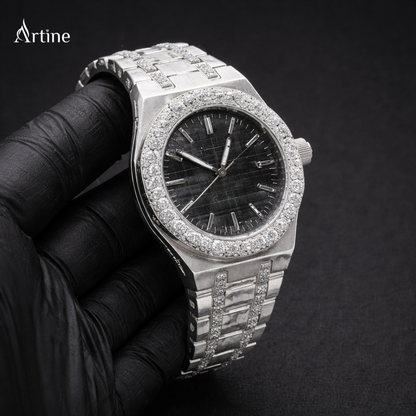 Arctic Crown Elite – Iced Diamond Bezel Silver Luxury Watch