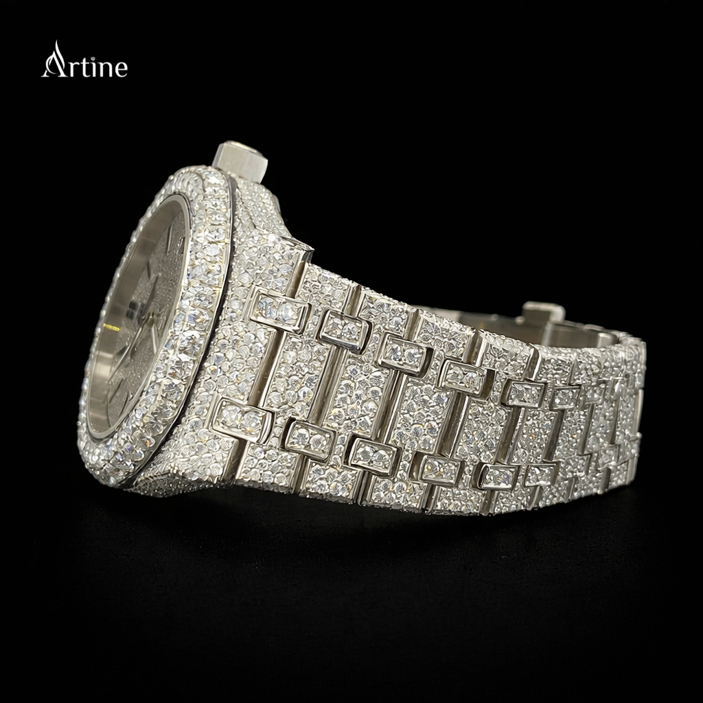 Iced Precision: Diamond-Encrusted Luxury Timepiece