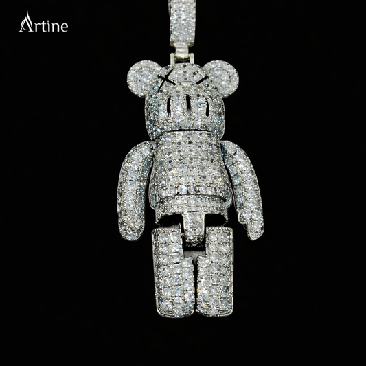 Fully Iced Cartoon Bear Pendant