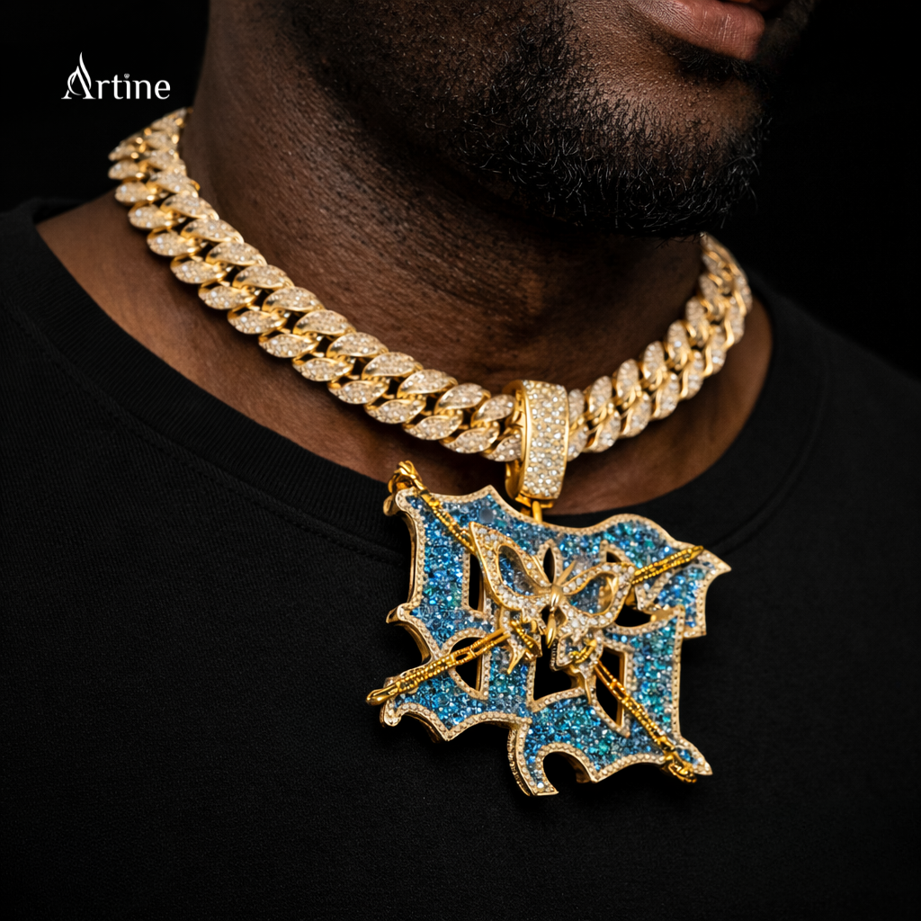 Iced Butterfly Web Moissanite Pendant – Luxury Hip Hop Statement Piece