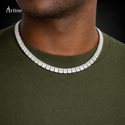 Emerald-Cut Iced Tennis Chain Necklace